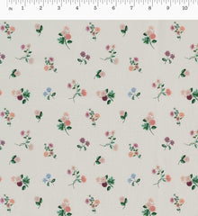 Ditsy Dahlia Cotton Fabric - Cream