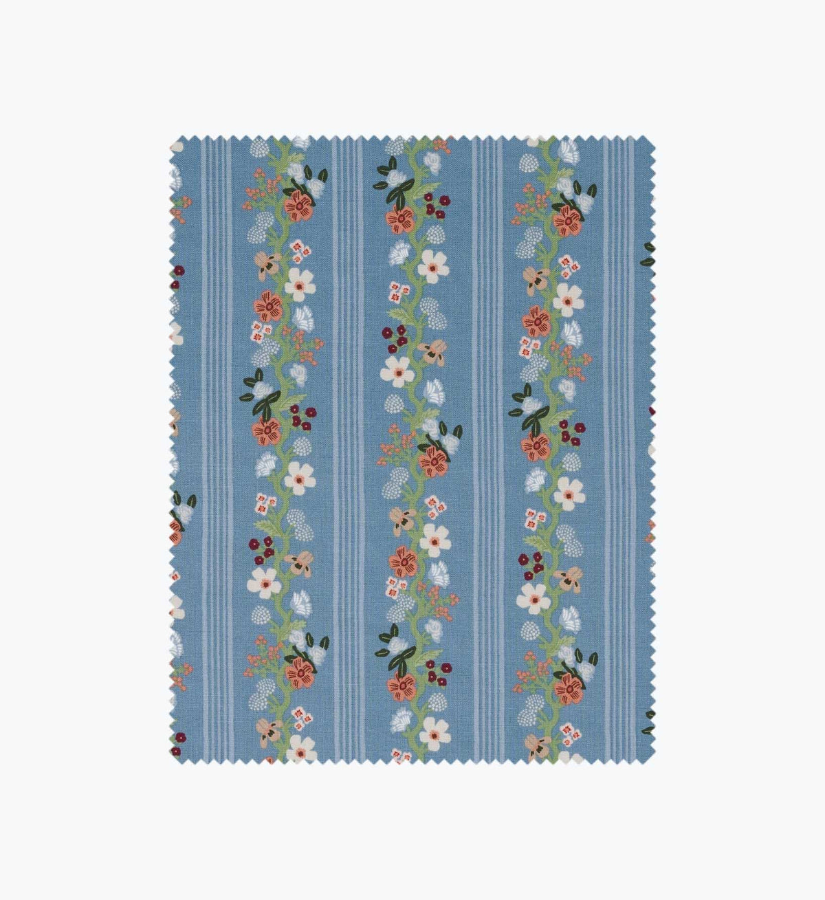 Floral Trellis Stripe Cotton Fabric - Slate
