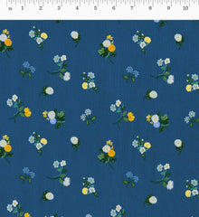 Ditsy Dahlia Rayon Fabric - Navy
