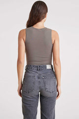 Cotton Stretch Classic Crewneck Tank Bodysuit | Mocha