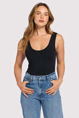 Seamless Scoop Tank Bodysuit | Black