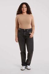 Cotton Stretch Long Sleeve Crewneck Bodysuit | Cinnamon