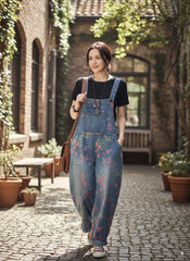 Boho Style Floral Print Denim Overalls for Women | Eva Trends