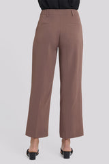 Wide Leg Ankle Trouser Pants - Deep Taupe