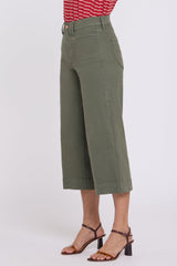 Brigitte Wide Leg Capri Jeans - Desert Green