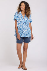 Becky Short Sleeved Blouse - Blue Visions