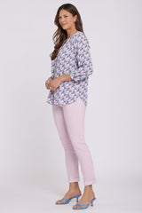 Pintuck Blouse - Aurora Abstract