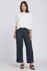 Teresa Wide Leg Ankle Jeans - Dark Indigo