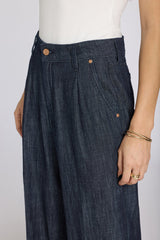 Teresa Wide Leg Ankle Jeans - Dark Indigo