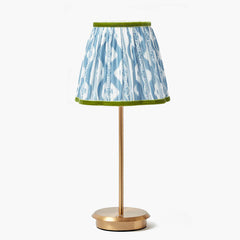Tall Rechargeable Lamp with Blue & Green Ikat Shade (18cm)