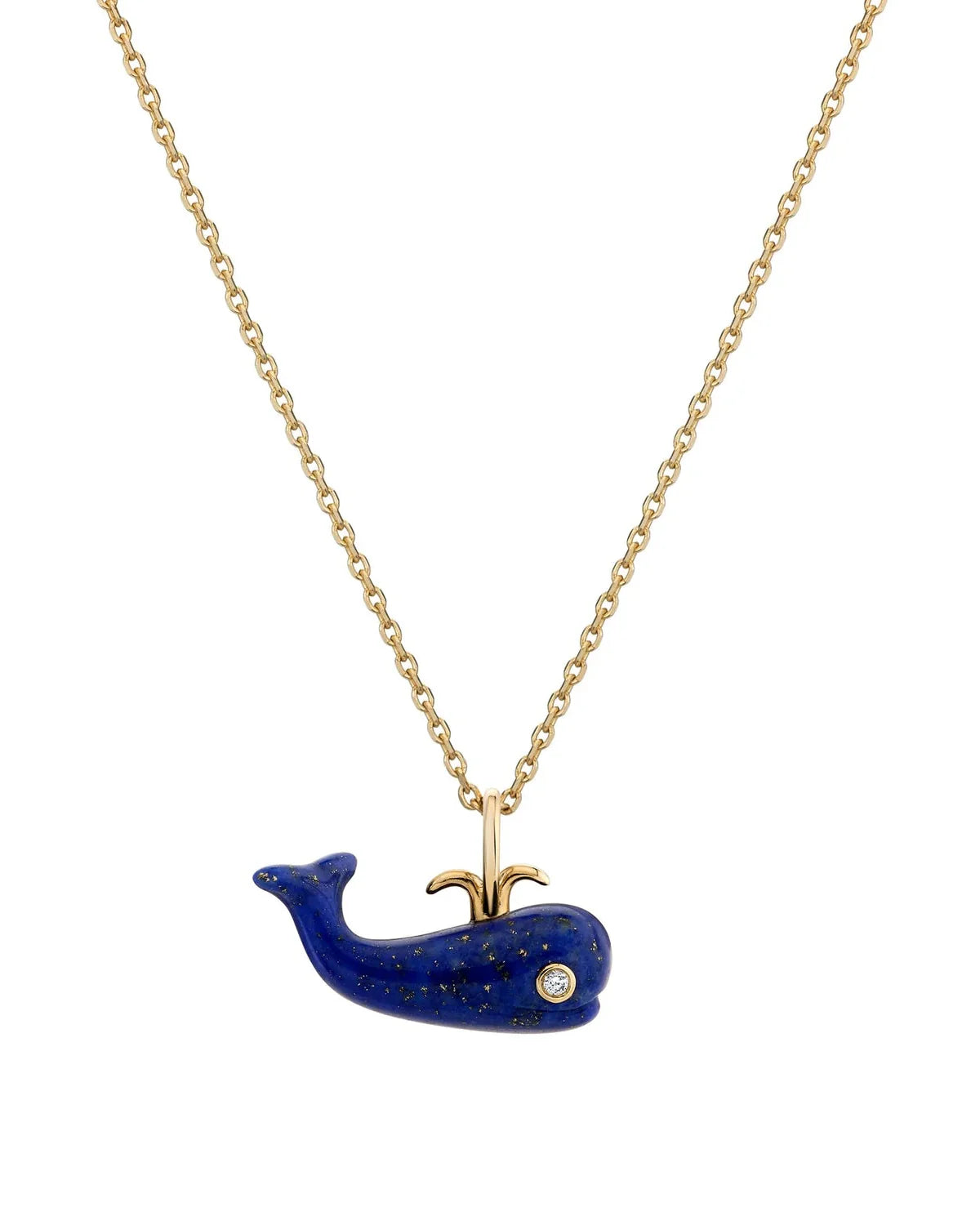 Lapis Migrating Whale Charm Necklace