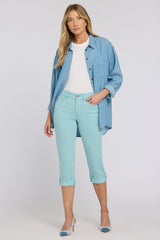 Marilyn Straight Crop Jeans In Petite - Aqua Haze