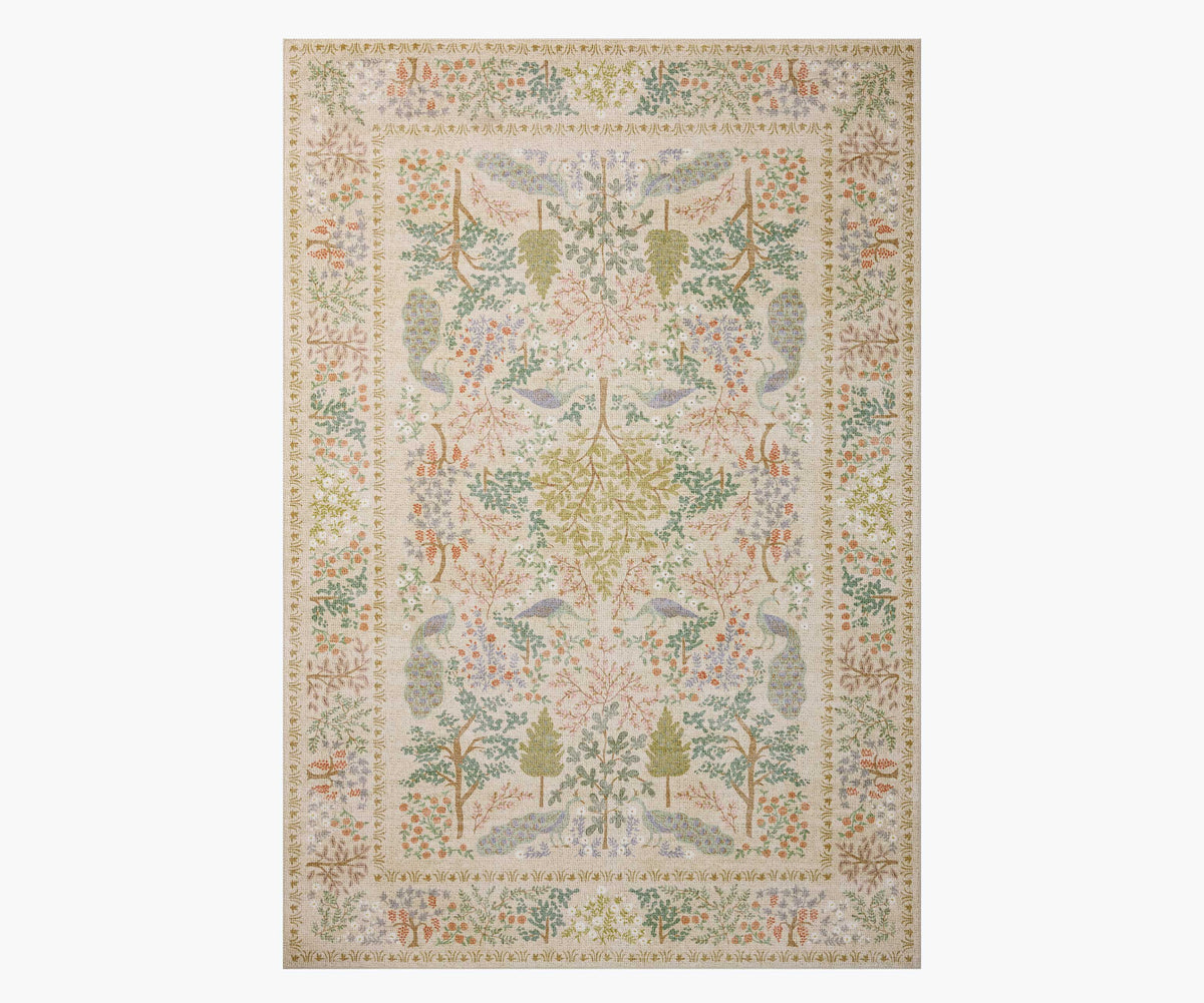 Canopy Peacock Forest Printed Rug - Cream