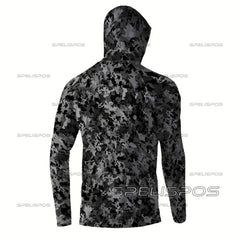 Men's Long Sleeve Fishing Hoodie Shirt – Sun Protection, Breathable Jersey for Fishing & Hunting