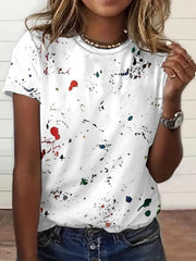Paint Splatter Women's Tee - Artistic Graffiti Graphic, Casual Daily Wear