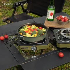 BUERK Camping Stove Double Burner Portable High Firepower Folding Camp Gas Burner Outdoor Bbq Cooking Set Picnic Gas Stove New