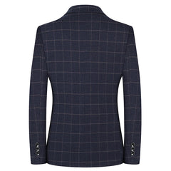 2024 New Spring and Autumn Coat Middle-aged Slim Fashion Handsome All Matching Plaid Suit Men Casual  Polyester  Blazer Mujer