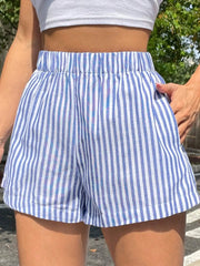Striped Casual Mid-Waist Wide-Leg Beach Summer Women's Shorts
