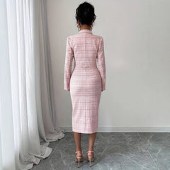 Dress Suits Women Coat Sheath Dresses 2 Piece Sets Suit Jacket Sundress Plaid Print Outfits Vestidos Office Lady Spring 2026