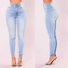 Sexy Jeans Women Denim Skinny Pants High Waist Stretch Lady Jeans Push Up Leggings Slim Pockets Button Pencil Jeans Women Pants