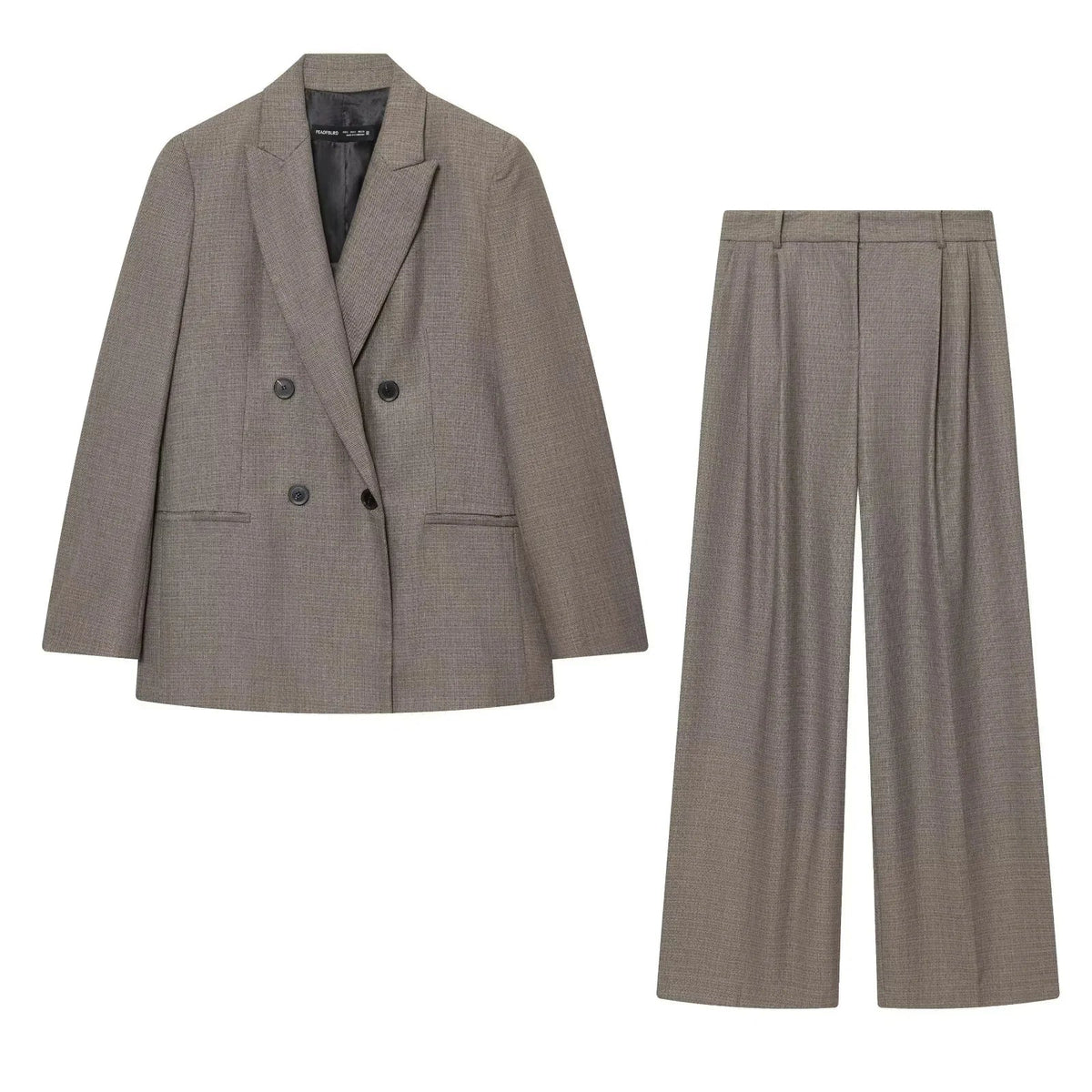 KONDALA 2026 Spring Summer Office Lady Solid Suits Fashion Elegant Double Breasted Tops For Women Chic Zip Up Wide Leg Pants