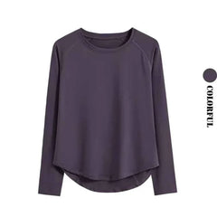 DRUR Long Sleeve Gym Top Women Breathable Quick Dry Workout T-shirt Loose Fit Running Tee Yoga Clothing Sportswear Activewear New