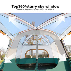 4-Season Camping Tent – 3-12 Person Waterproof Double Layer 2-Room Family Tent