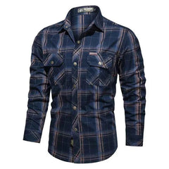 Men Plaid Casual Shirts Male Military Outdoor Loose Multi-pockets Tooling Shirts High Quality Man Large Long-sleeved Shirts 5XL