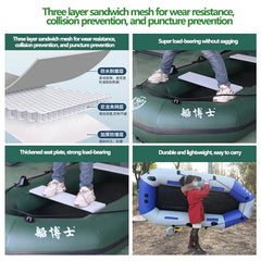 Inflatable Fishing Kayak with Air Deck & Clip Net – PVC, 1.75–3.6m