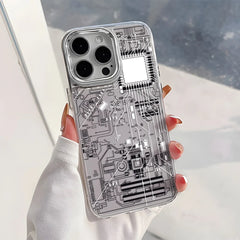 Advanced Circuit Board Phone Case For iPhone 17 Pro Max Air 16 15 14 13 12 Pro 11 Luxury Plating Transparent Soft Bumper Cover