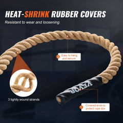 SucceBuy 50/100FT Gym Climbing Rope Length Gym Fitness Training Rope Gym Exercise Workout Rope for Adults Climbing for Fitness