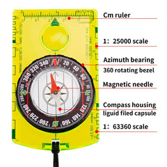 Waterproof Compass Outdoor Gadget Navigation Hiking Compass Camping  Orienteering Backpacking Map Reading Compass for Scout Kids