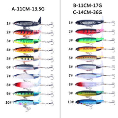 Topwater Popper Fishing Lure – 11cm & 14cm Hard Bait with Rotating Wobbler Tail
