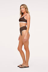 High Waist Bikini Bottom | Contrast Espresso