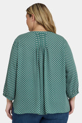 Pintuck Blouse In Plus Size - Adeline Dots