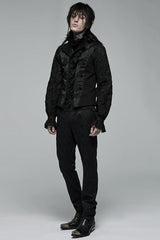 Black Gothic Noble Jacquard Embroidery Pleated Ruffle Delicate Buttons Decoration Men's Vest