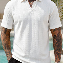Men's Waffle Knit Lapel Polo Shirt – Smart Casual