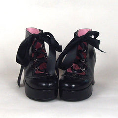 Black Cute PU Round Toe Ankle Straps Platform Lolita Shoes