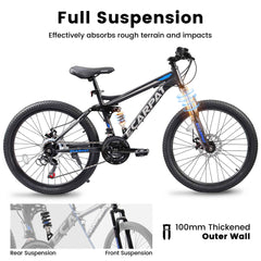 26" Full-Suspension Mountain Bike | 21-Speed, Disc Brakes & Dual Shock Absorption