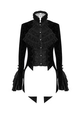 Black Gothic Lotus Leaf Corsage False Two Piece Womens Swallow Tailed Coats
