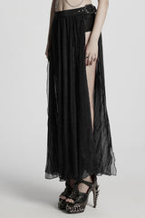 Black Buckle Split Women's Gothic Skirt