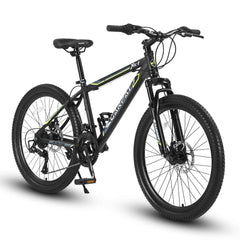 24" Youth Mountain Bike | Shimano 21-Speed, Dual Disc Brakes & Front Suspension