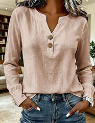 Women's V-Neck Button-Down Blouse – Casual Everyday Top