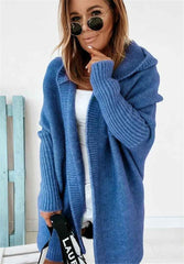 Women's Oversized Bat-Sleeve Hooded Cardigan Sweater – Cozy Casual Knit