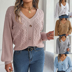 Women's Cable-Knit Puff-Sleeve Pullover Sweater – 4 Colors