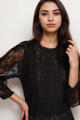 Johnny Was Biya Black Thea Lace Dress B33724-O