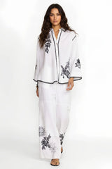 Johnny Was JWLA White Addison Drawstring Wide Leg Pant J69823-E
