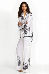 Johnny Was JWLA White Addison Drawstring Wide Leg Pant J69823-E