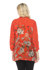 Johnny Was Red Neeka Floral Tunic Top C20424A4