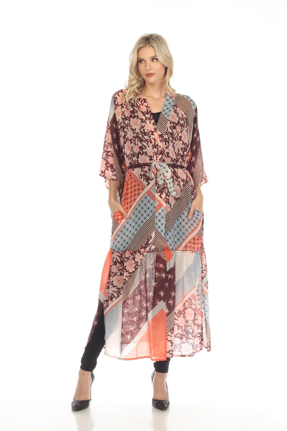 Johnny Was Roslyn Astrid Floral Belted Long Kimono Boho Chic C41722A6